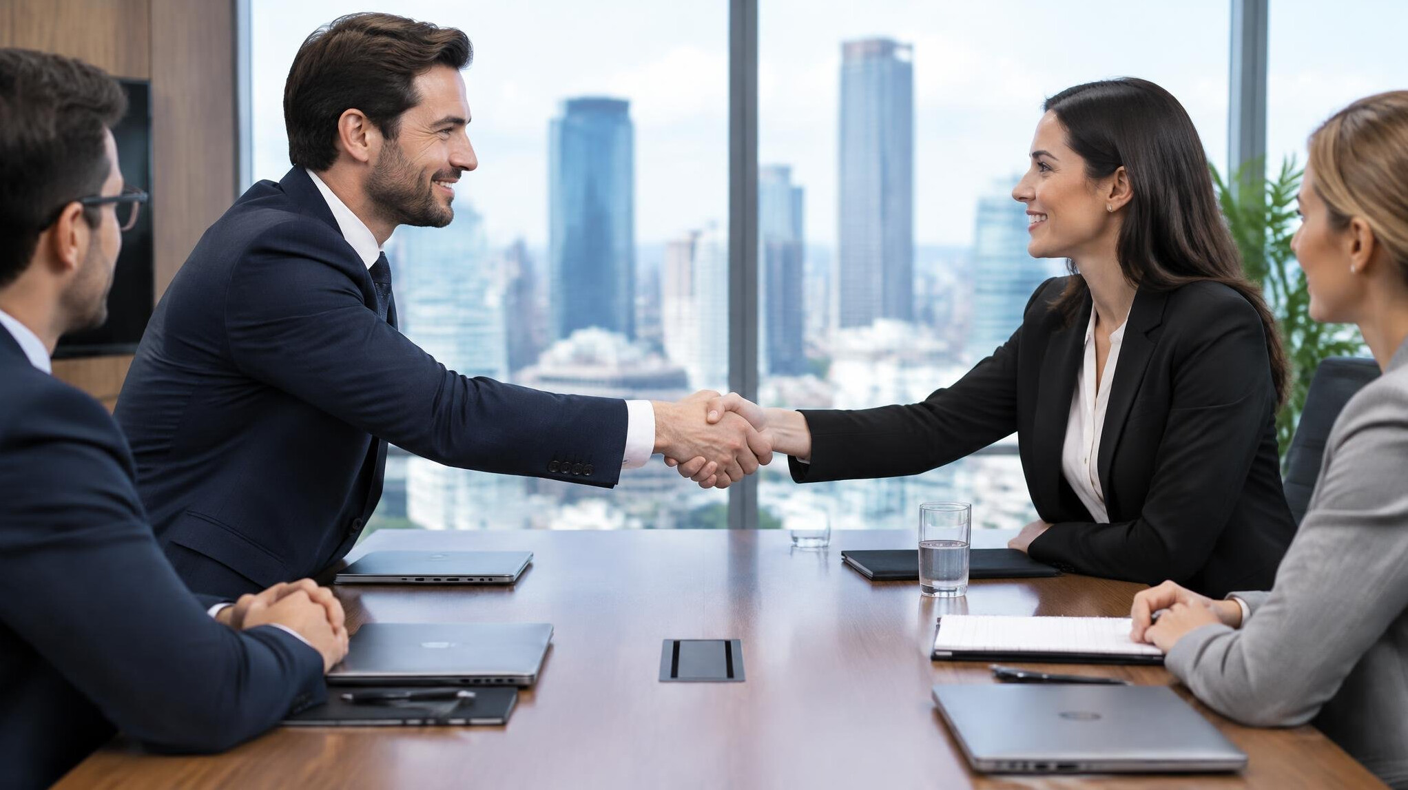 business people shaking hands in meeting